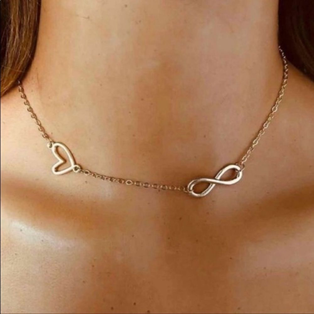 Dainty Choker Infinity & Heart Necklace